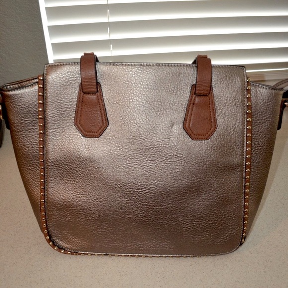 Treska Silver & Brown Studded Shoulder Bag - NWOT - Picture 3 of 16